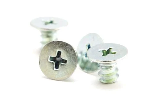 Screw on white Stock Photos