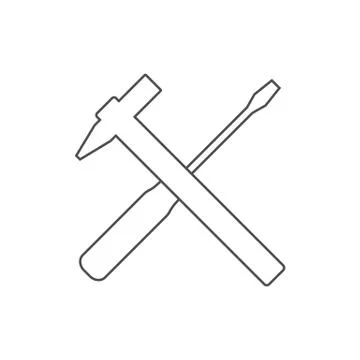 Screwdriver and hammer icon. Vector illustration, flat design. Stock-Illustration