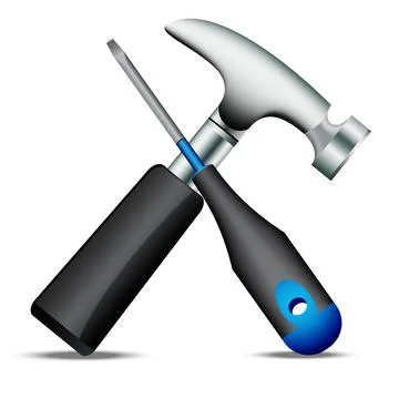 Screwdriver and hammer isolated Illustrazione stock