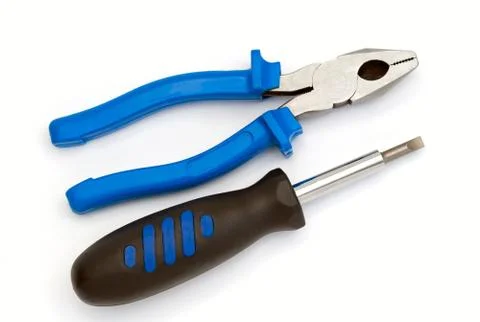 Screwdriver and pliers Foto stock