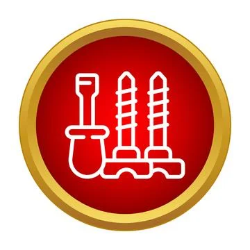 Screwdriver and screws flat style icon inside circle Stock Illustration