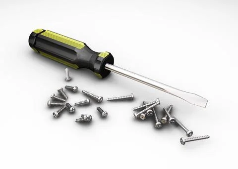 Screwdriver and screws Stock Illustration