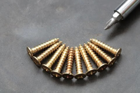 Screwdriver and screws Stock Photos