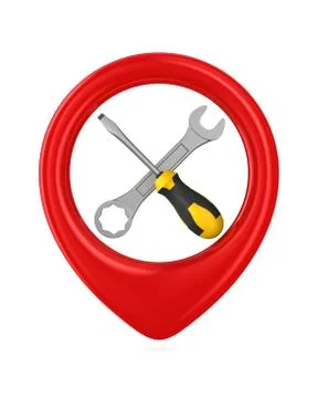 Screwdriver and turnscrew into pointer on white background. Isolated 3D illus Stock Illustration