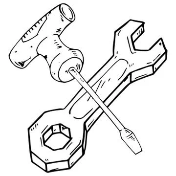 Screwdriver and wrench icon. Vector illustration of a wrench with a screwdriv Stock Illustration