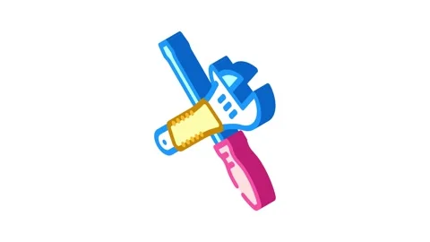 Screwdriver and wrench tool work isometric icon animation Stock Footage 327291984