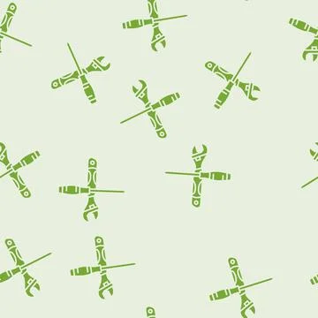 Screwdriver and wrench tool work glyph seamless pattern Illustrazione stock