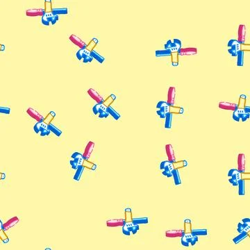Screwdriver and wrench tool work isometric icon seamless pattern Illustrazione stock