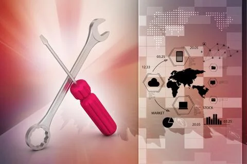Screwdriver and wrench tools Ilustración de archivo