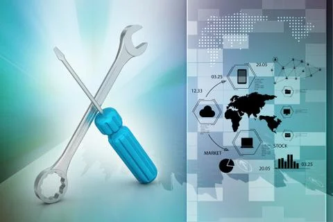 Screwdriver and wrench tools Stock Illustration