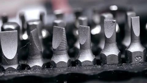 Screwdriver bits close up macro Stock Footage 211857016