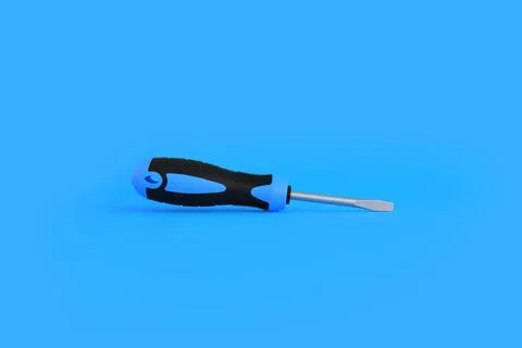 Screwdriver on a blue background with copy space Stock Illustration