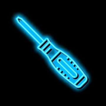 Screwdriver carpenter professional tool neon glow icon illustration Stock Illustration