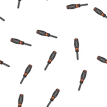 Screwdriver carpenter professional tool vector seamless pattern Stock Illustration