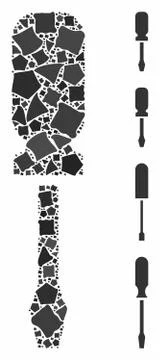 Screwdriver Composition Icon of Irregular Elements Stock Illustration