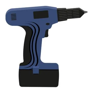 Screwdriver drill, flat style. Isolated on white background. Hand-held power Illustrazione stock