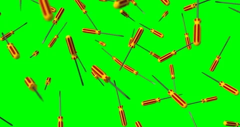 Screwdriver falling slow motion 3d Stock Footage 155469345