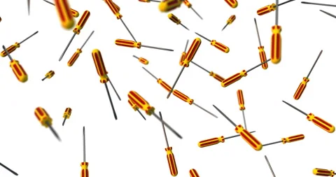 Screwdriver falling slow motion 3d Stock Footage 155469363