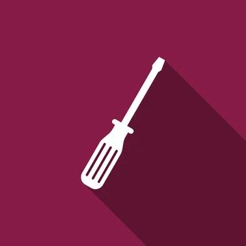 Screwdriver flat icon with long shadow. Vector Illustration Stock Illustration