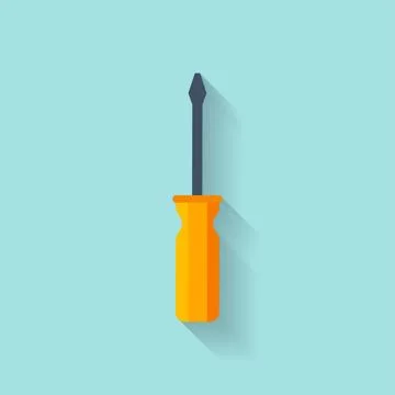 Screwdriver in a flat style. Building and construction equipment. Vector Ilustración de archivo