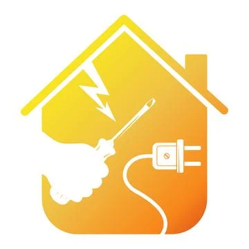 Screwdriver in hand electric plug and lightning bolt Stock Illustration