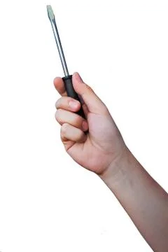 Screwdriver in hand Stock Photos