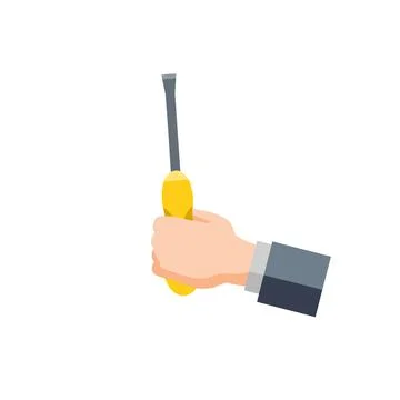 Screwdriver in hand. Technical work and repairs. Building tool. Stock Illustration