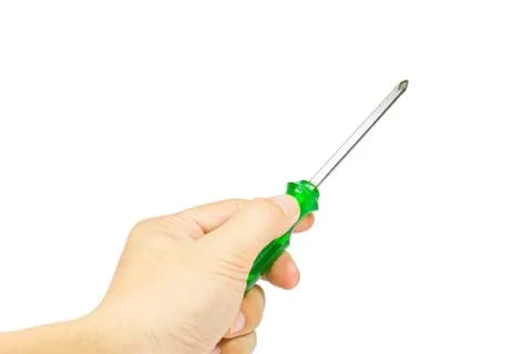Screwdriver in hand  on white background. Stock Photos