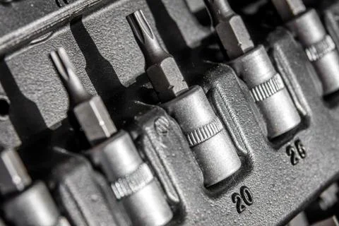 Screwdriver heads in a kit Stock Photos