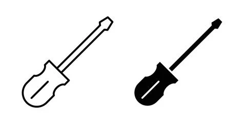 Screwdriver icon in black and white. vector icon pack for websites Stock Illustration