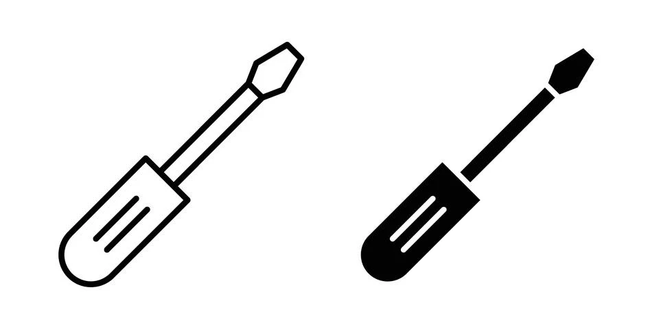 Screwdriver icon black vector isolated on white Stock Illustration