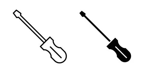 Screwdriver icon collection in black, Line icons, flat symbols Stock Illustration