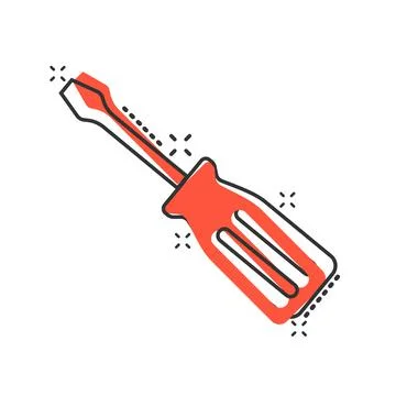 Screwdriver icon in comic style. Spanner key cartoon vector illustration on w Stock Illustration