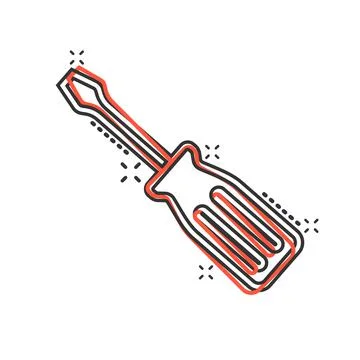 Screwdriver icon in comic style. Spanner key cartoon vector illustration on w イラスト素材