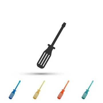 Screwdriver icon isolated on white background. Set elements in colored icon.. イラスト素材