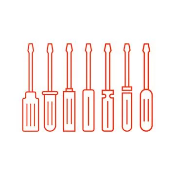 Screwdriver icon set. flat vector illustration. Stock Illustration