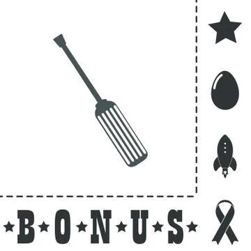Screwdriver icon, sign and button Stock Illustration