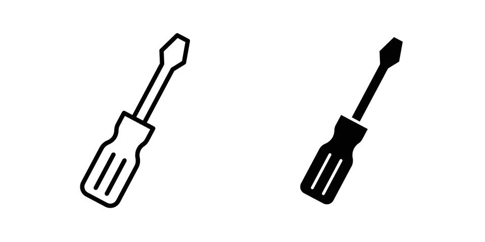Screwdriver icon silhouette vector set. thin line pack Stock Illustration