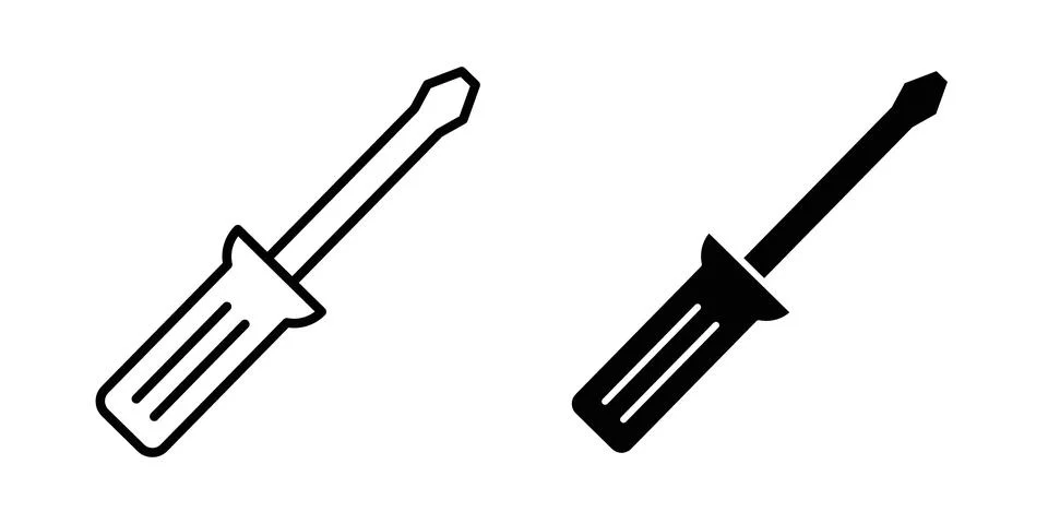 Screwdriver icon symbol. Flat and Stroke Vector illustration Illustrazione stock