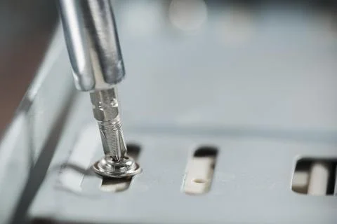 Screwdriver inserted screw Foto stock