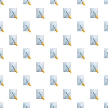 Screwdriver inserting screw into glass panel pattern Stock Illustration