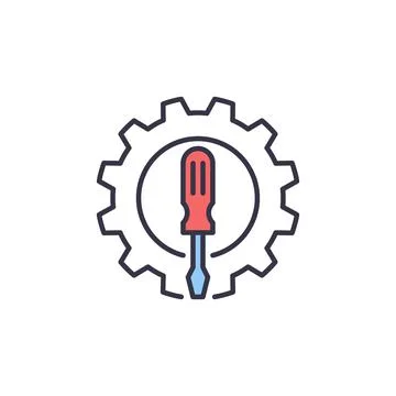Screwdriver inside Cog Wheel vector Repair concept icon Ilustración de archivo