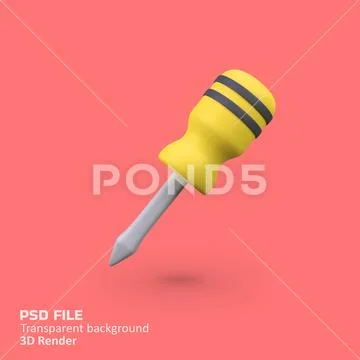 Screwdriver isolated 3d render icon illustration PSD Template