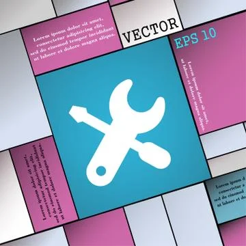 Screwdriver, key, settings icon sign. Modern flat style for your design. Vect Illustrazione stock