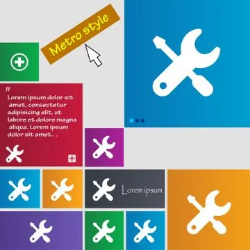 Screwdriver, key, settings icon sign. buttons. Modern interface website butto Stock Illustration
