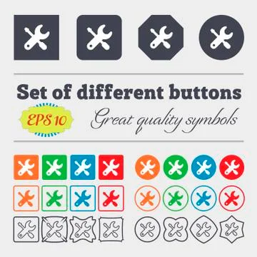 Screwdriver, key, settings icon sign. Big set of colorful, diverse, high-quality Illustrazione stock