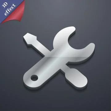 Screwdriver, key, settings icon symbol. 3D style. Trendy, modern design with spa Stock Illustration