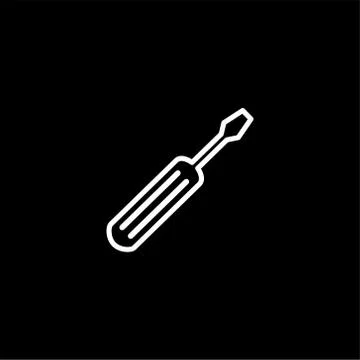 Screwdriver Line Icon On Black Background. Black Flat Style Vector Illustration. Stock Illustration