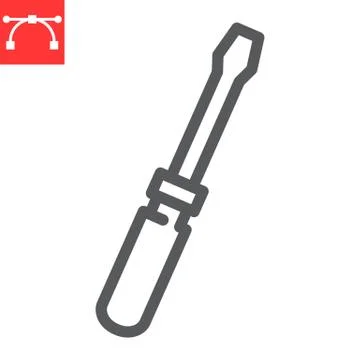 Screwdriver line icon, construction and tool, service sign vector graphics Stock Illustration