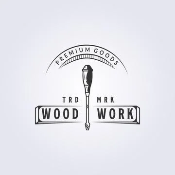 Screwdriver logo retro style vector illustration design for carpentry Stock Illustration